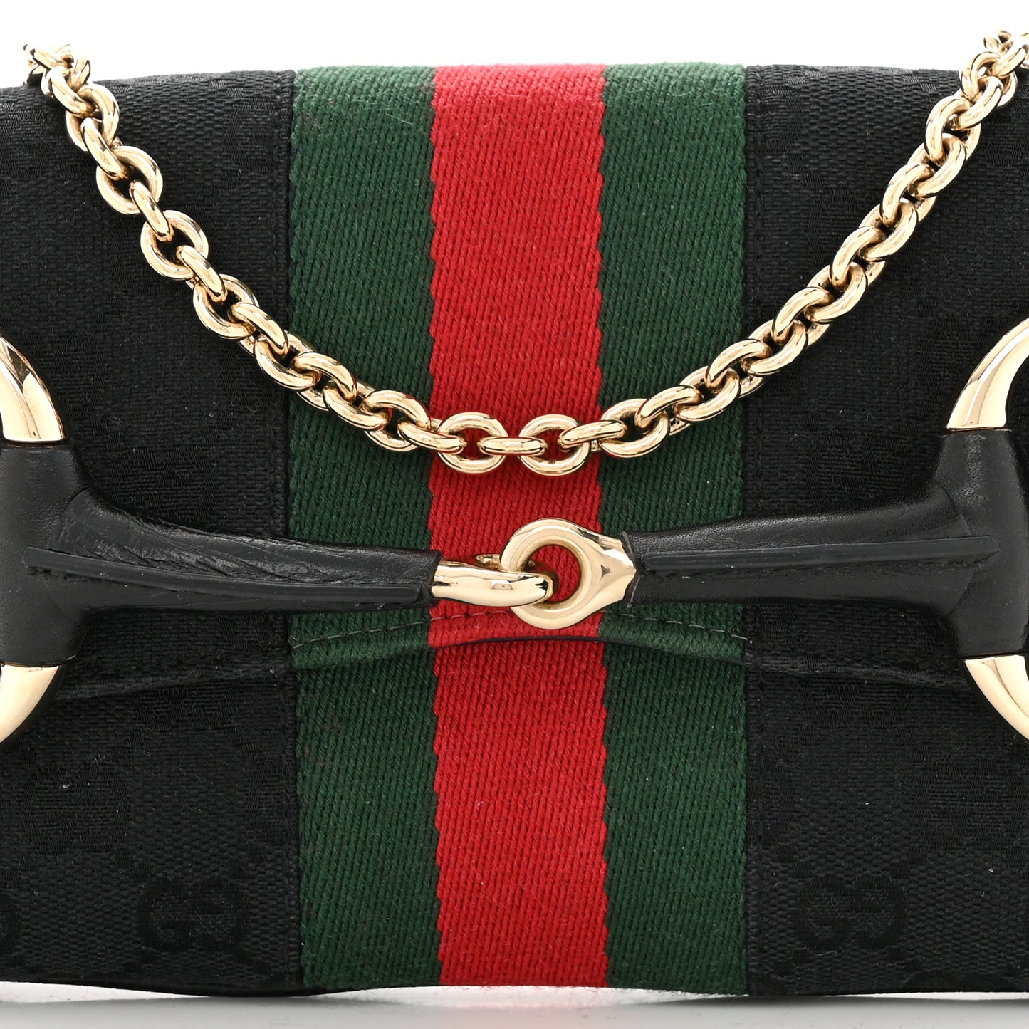 Monogram Web Horsebit Chain Clutch Black