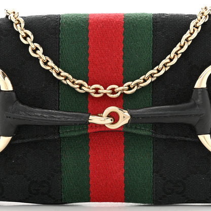 Gucci Monogram Web Horsebit Chain Clutch Black 8 of 11