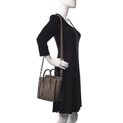 Celine Drummed Calfskin Nano Luggage Souris 2 of 10