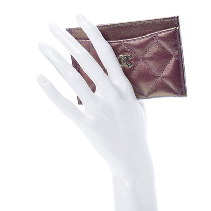 Chanel Iridescent Lambskin Quilted Card Holder Purple 2 of 9