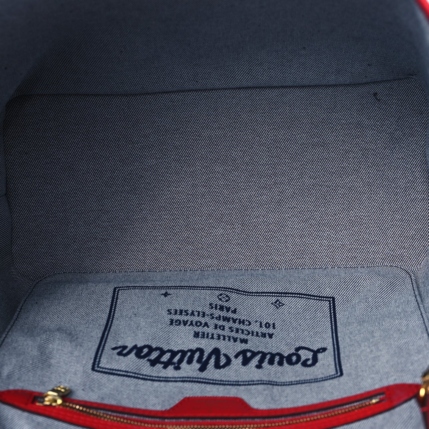 Denim Damier Monogram Patchwork Neverfull Blue Rouge