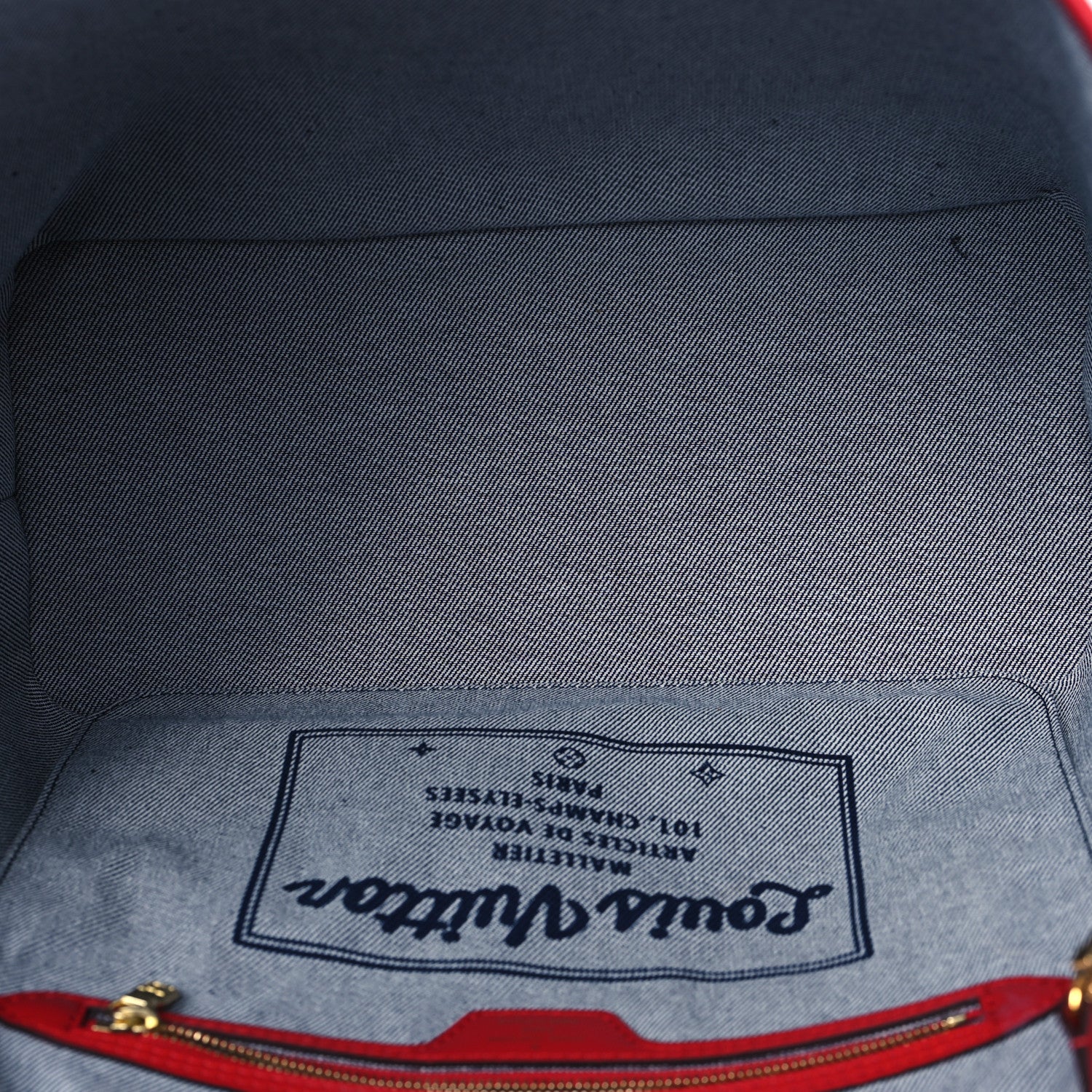 Louis Vuitton Denim Damier Monogram Patchwork Neverfull Blue Rouge 6 of 13