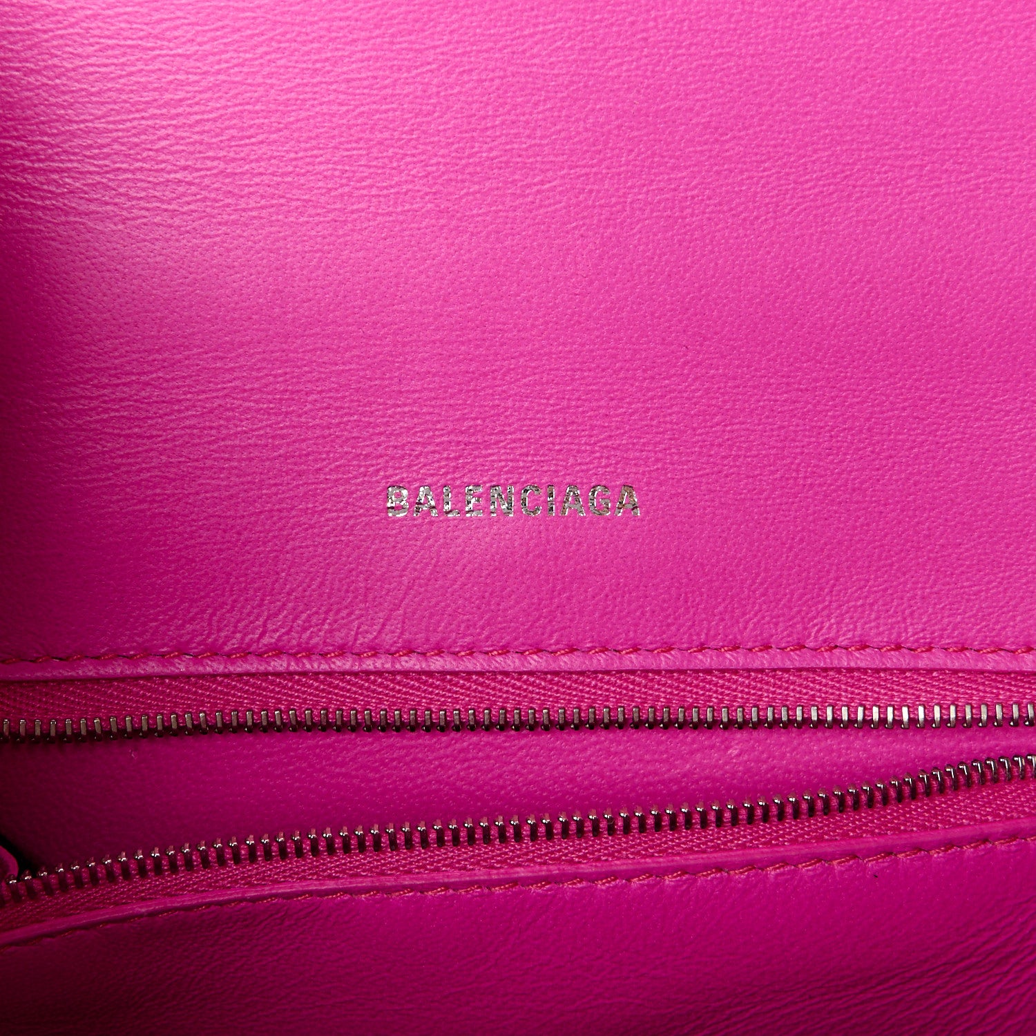 Balenciaga Shiny Calfskin Crocodile Embossed Small Hourglass Top Handle Bag Fuchsia 6 of 12