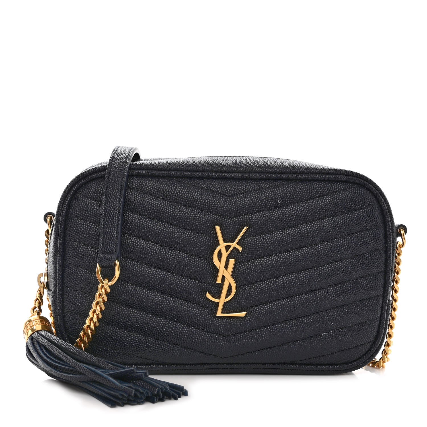 Saint Laurent Grain De Poudre Matelasse Monogram Mini Lou Camera Bag Deep Marine 1 of 11