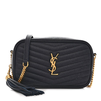 Saint Laurent Grain De Poudre Matelasse Monogram Mini Lou Camera Bag Deep Marine 1 of 11