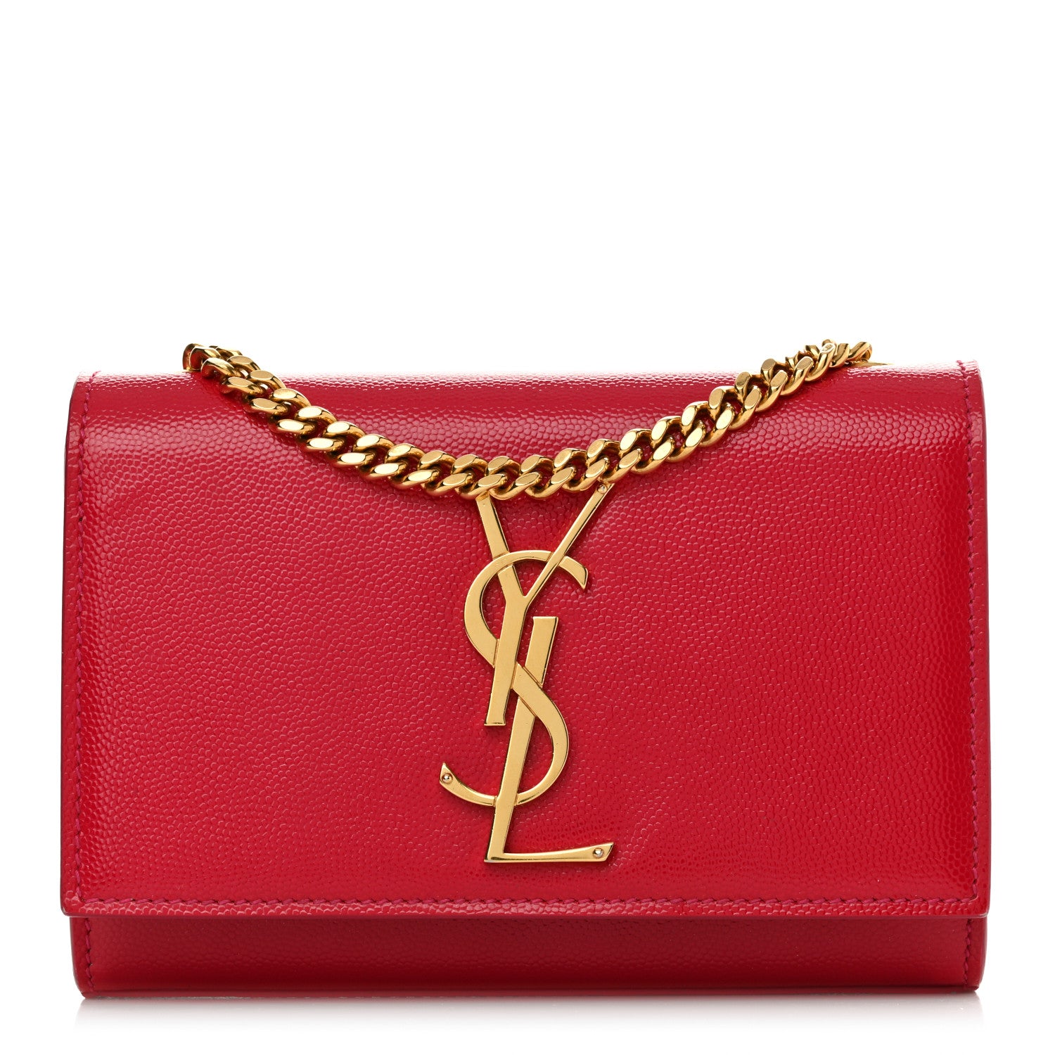 Saint Laurent Grain De Poudre Small Monogram Kate Satchel Lipstick Fuchsia 1 of 12