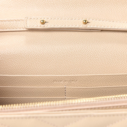 Saint Laurent Grain De Poudre Matelasse Chevron Monogram Chain Wallet Deep Beige 9 of 12