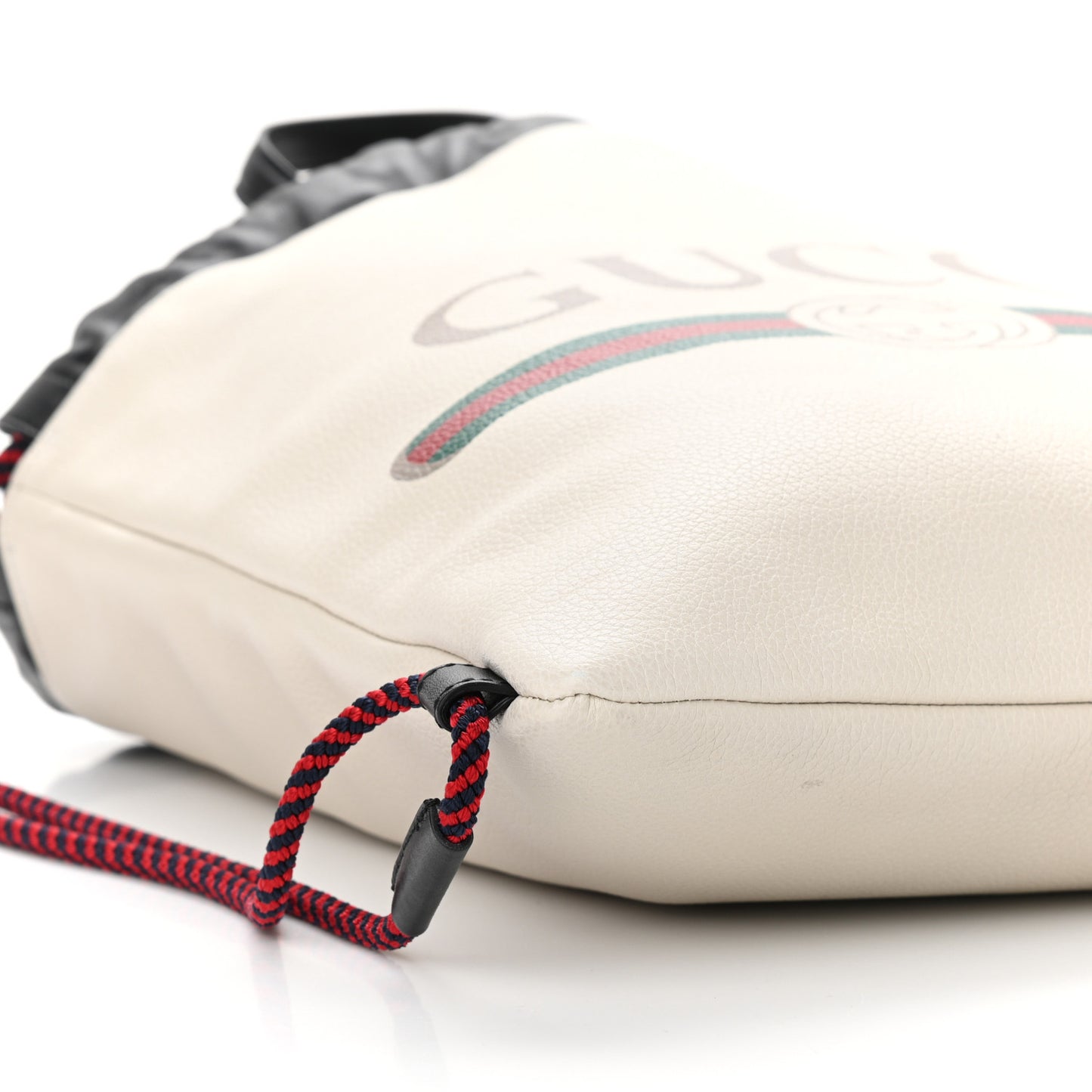Calfskin Logo Drawstring Backpack Mystic White
