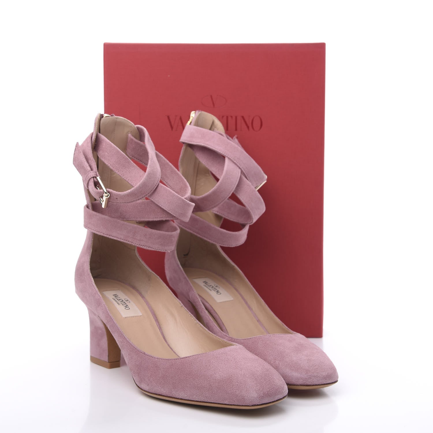 Valentino Garavani Plum Suede Ankle Strap Pumps 39.5 Antique Rose 8 of 8