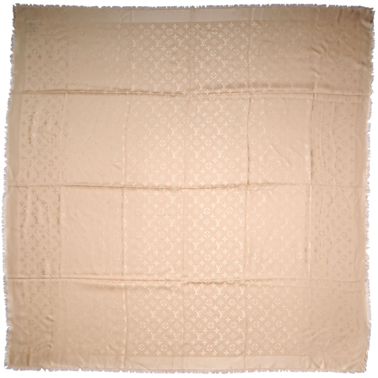 Silk Wool Monogram Shawl Nude