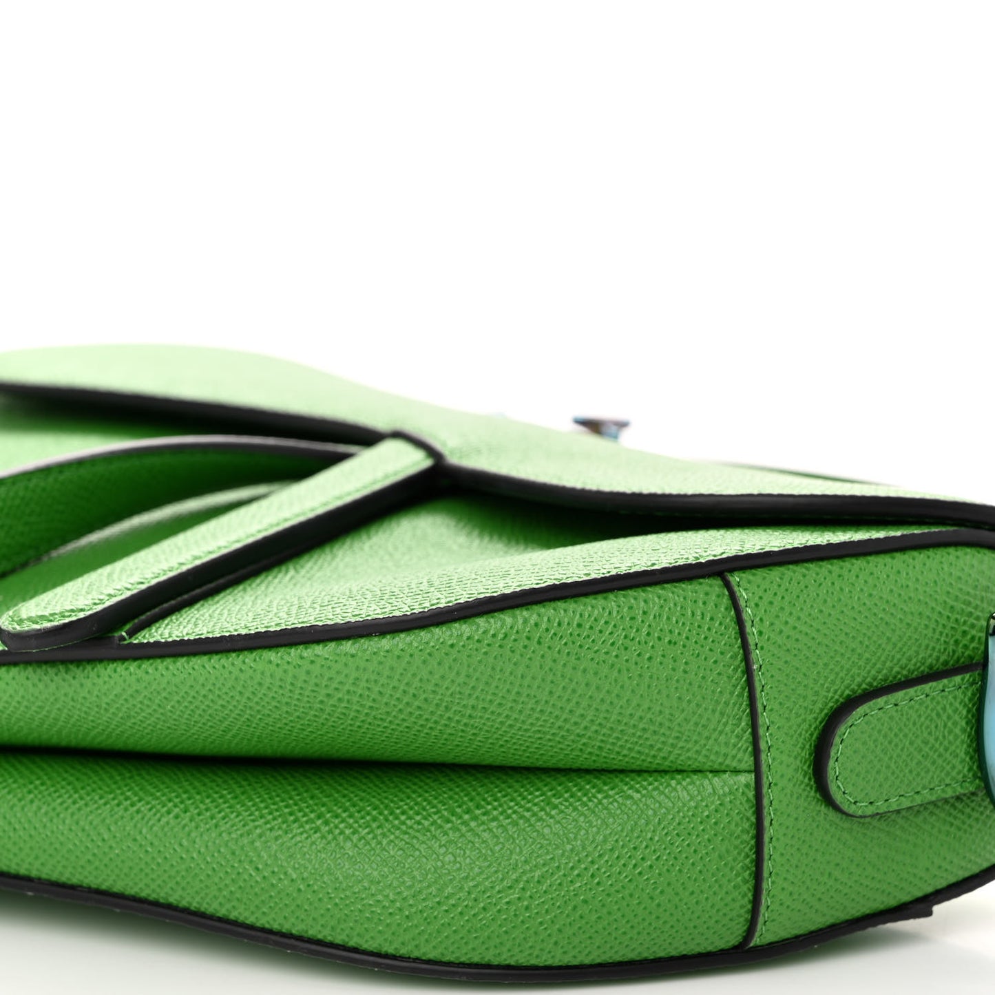 Grained Calfskin Saddle Bag Green