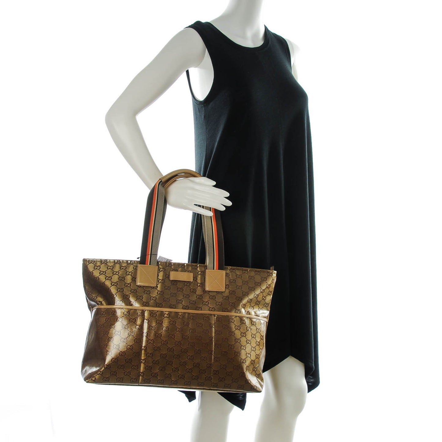 Crystal Monogram Web Diaper Tote Bronze