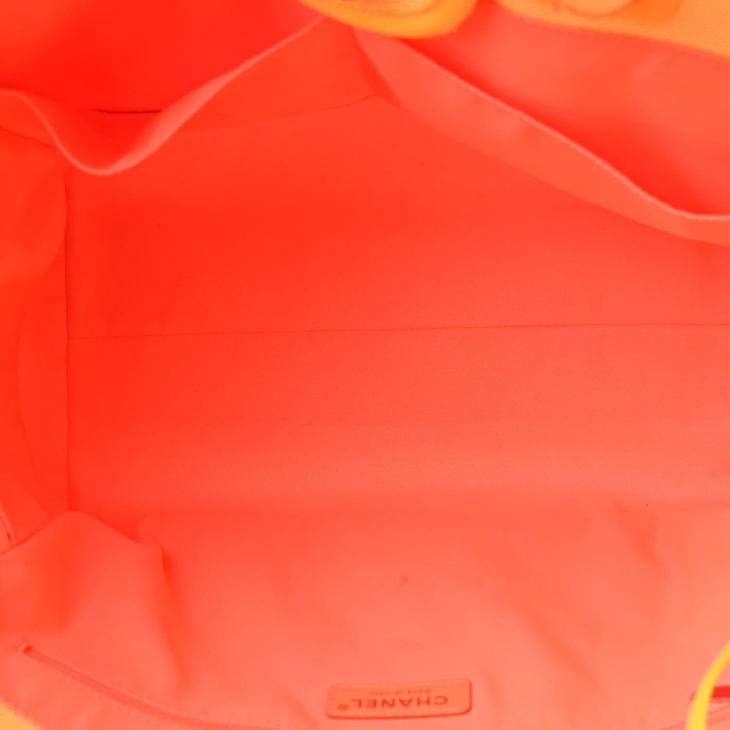 Chanel Mixed Fibers Calfskin Deauville Medium Tote Yellow Orange 6 of 13