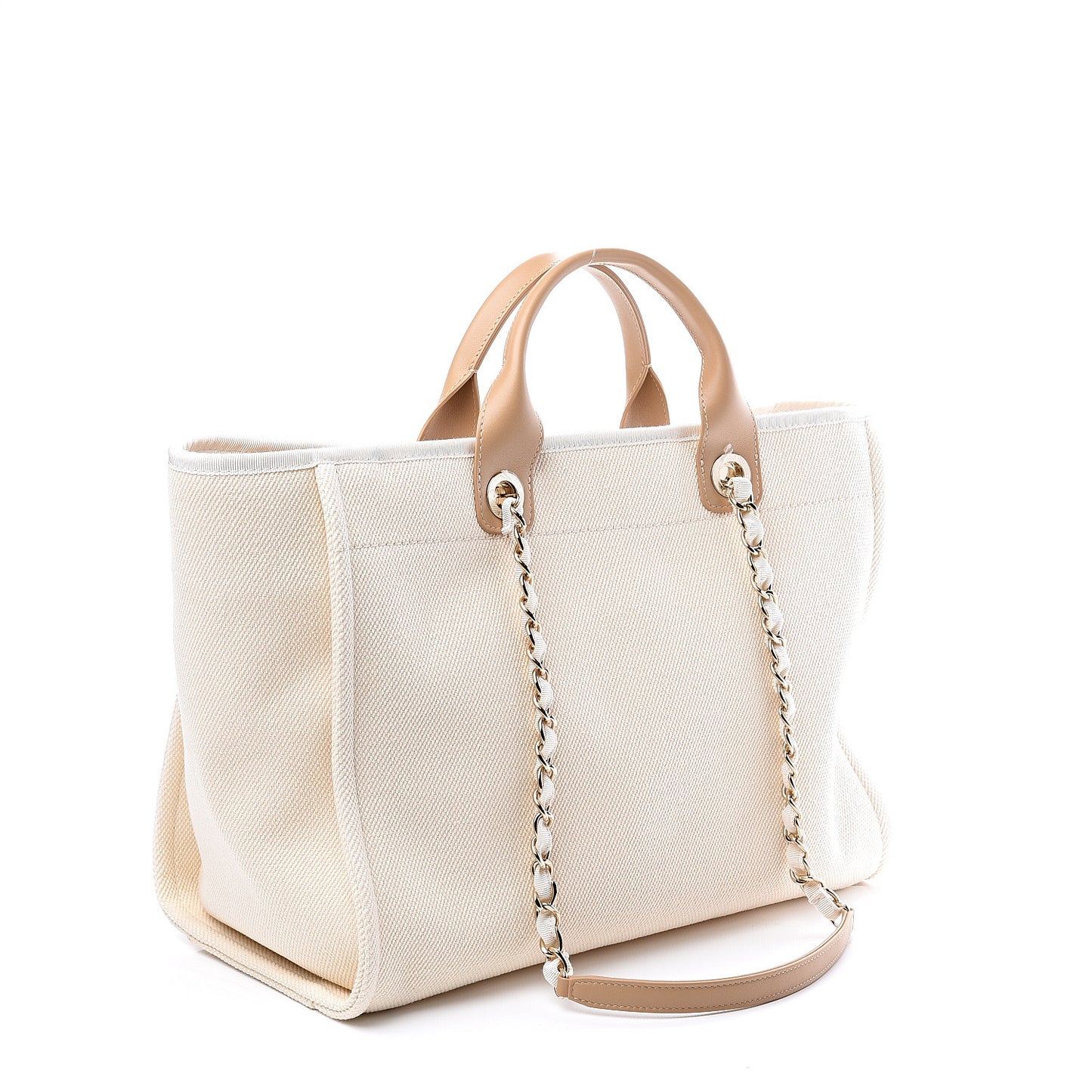Canvas Pearl Medium Deauville Tote Ecru Beige