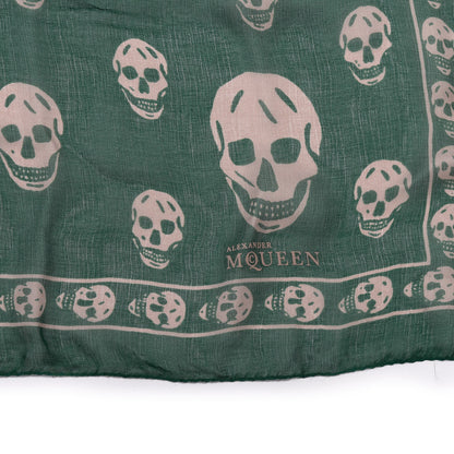 Alexander McQueen Silk Chiffon Skull Scarf Green 2 of 3