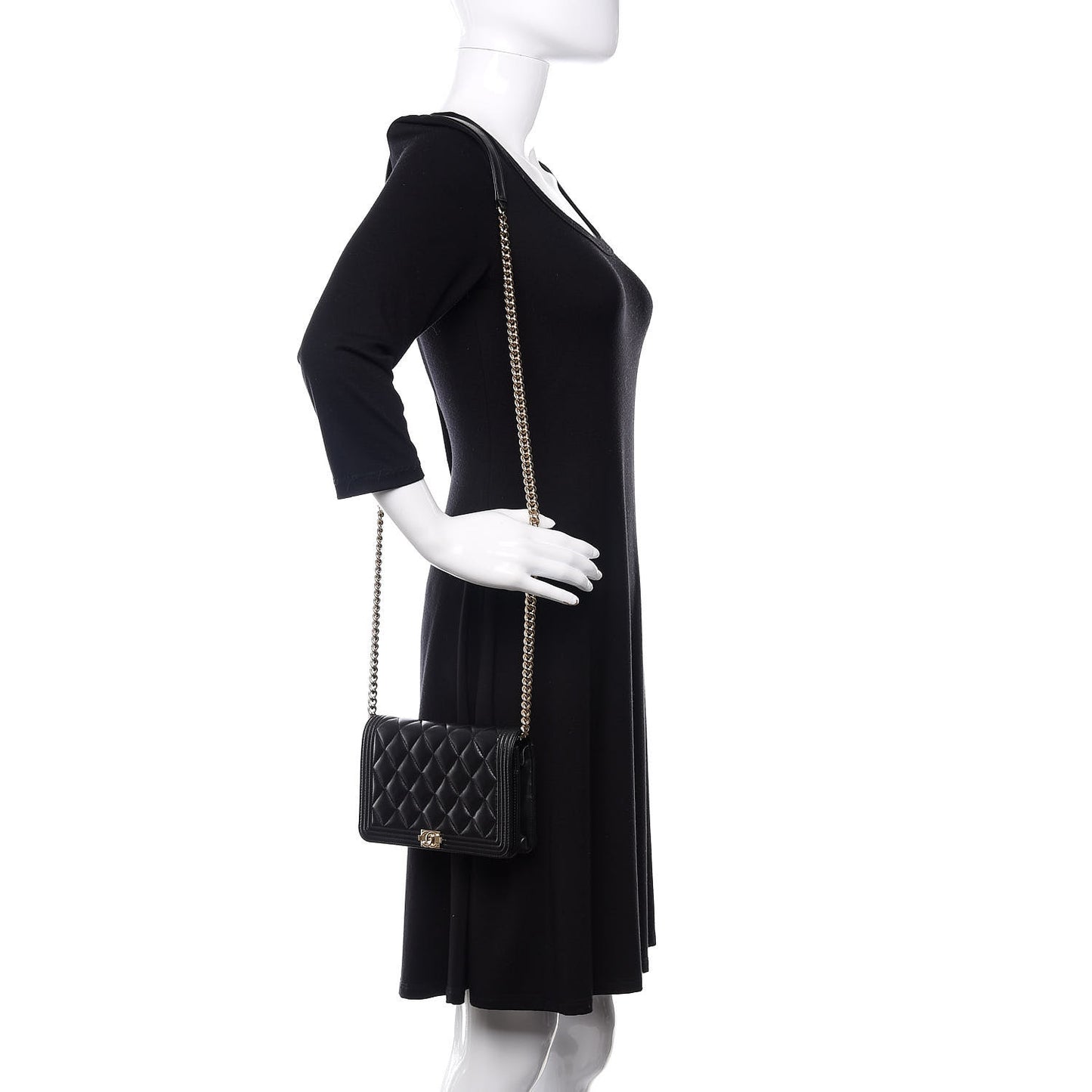 Lambskin Quilted Boy Wallet On Chain WOC Black