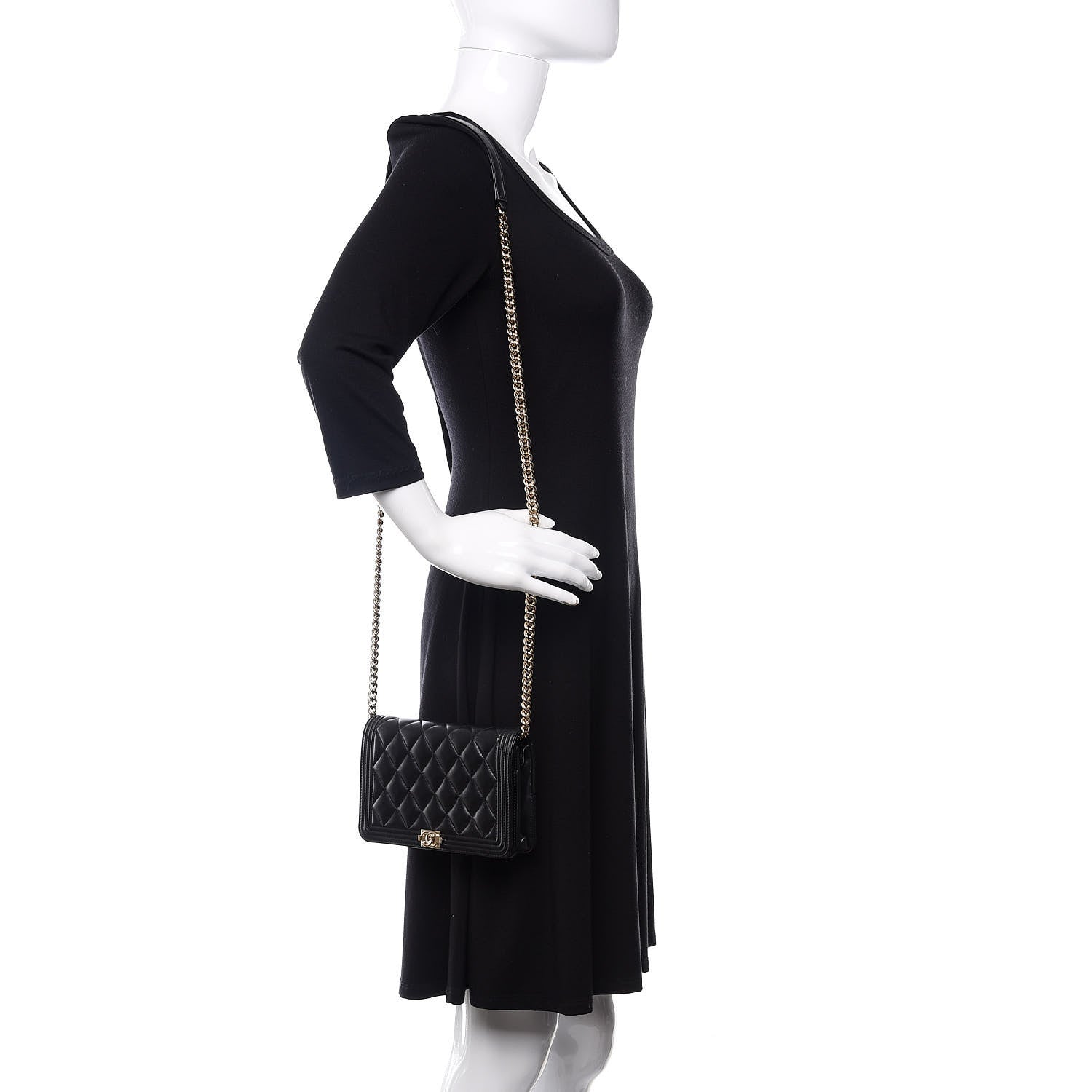 Chanel Lambskin Quilted Boy Wallet On Chain WOC Black 2 of 11