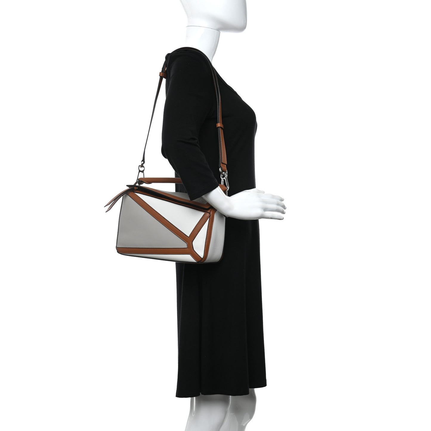 Calfskin Small Graphic Puzzle Bag Ghost Soft White