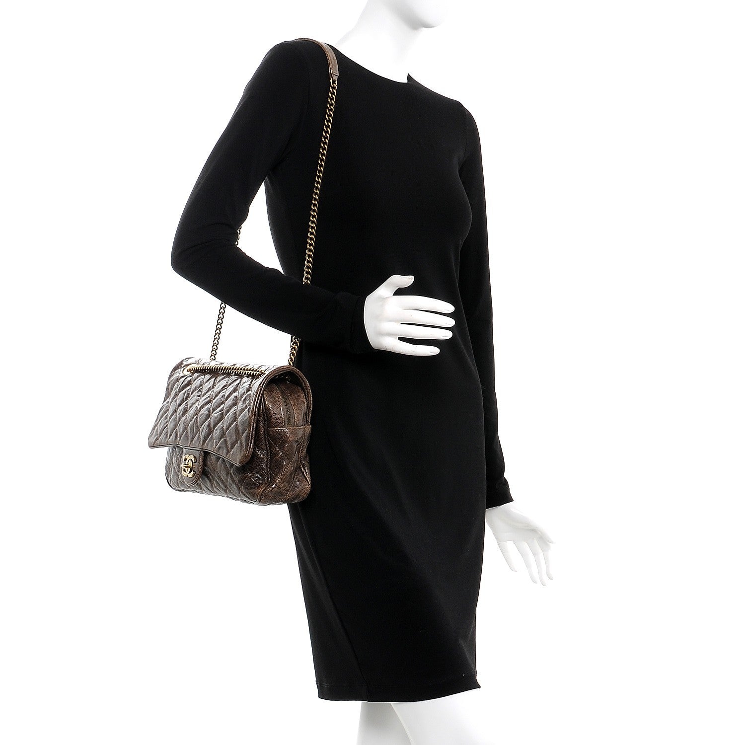 Chanel Crumpled Caviar Quilted Large Shiva Flap Brown 2 of 9