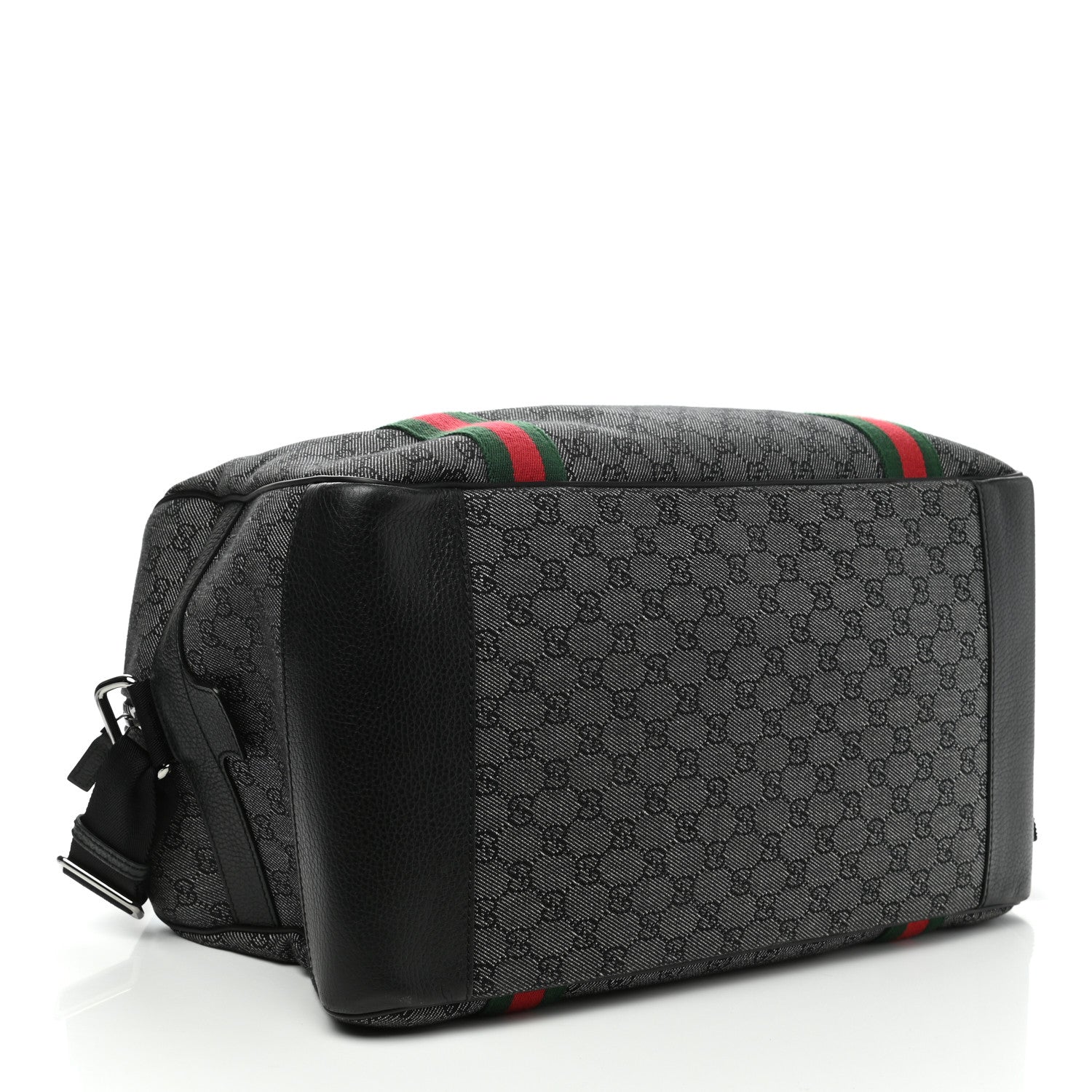 Gucci Denim Monogram Web Large Carry On Duffle Bag Black 4 of 10