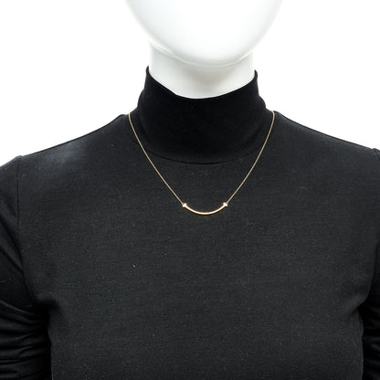 Tiffany 18K Yellow Gold Small T Smile Pendant Necklace 2 of 6