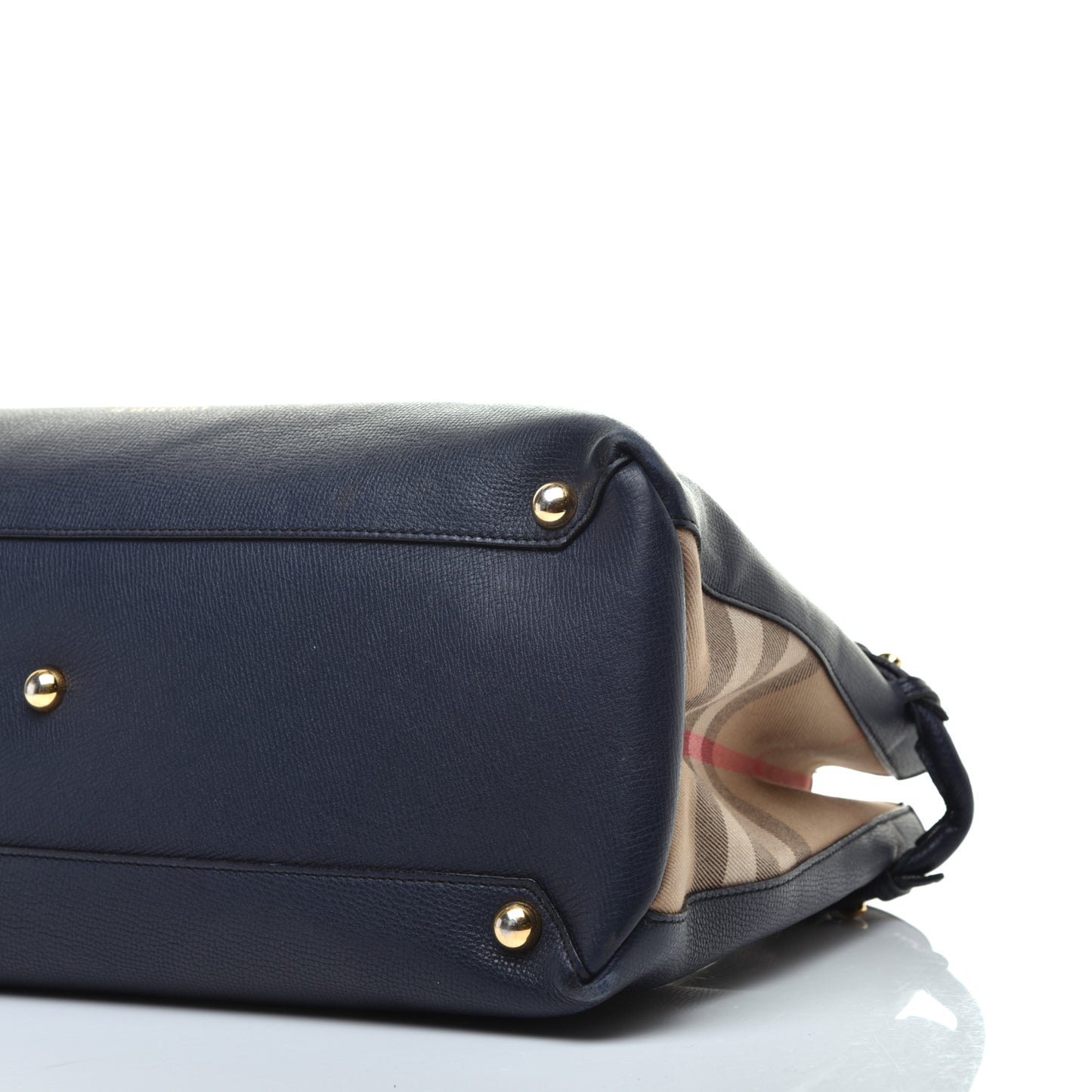 Grainy Calfskin House Check Large Banner Tote Ink Blue