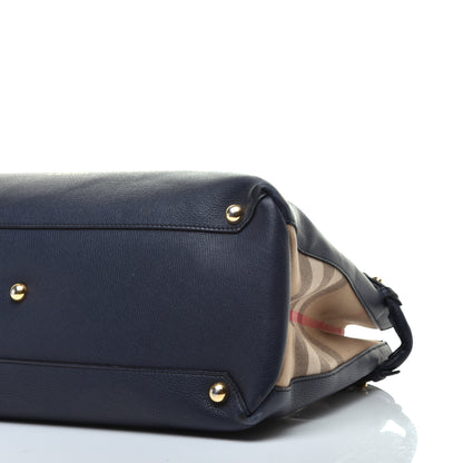Burberry Grainy Calfskin House Check Large Banner Tote Ink Blue 8 of 10