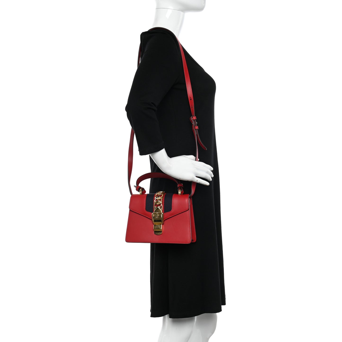 Calfskin Mini Sylvie Top Handle Bag Hibiscus Red