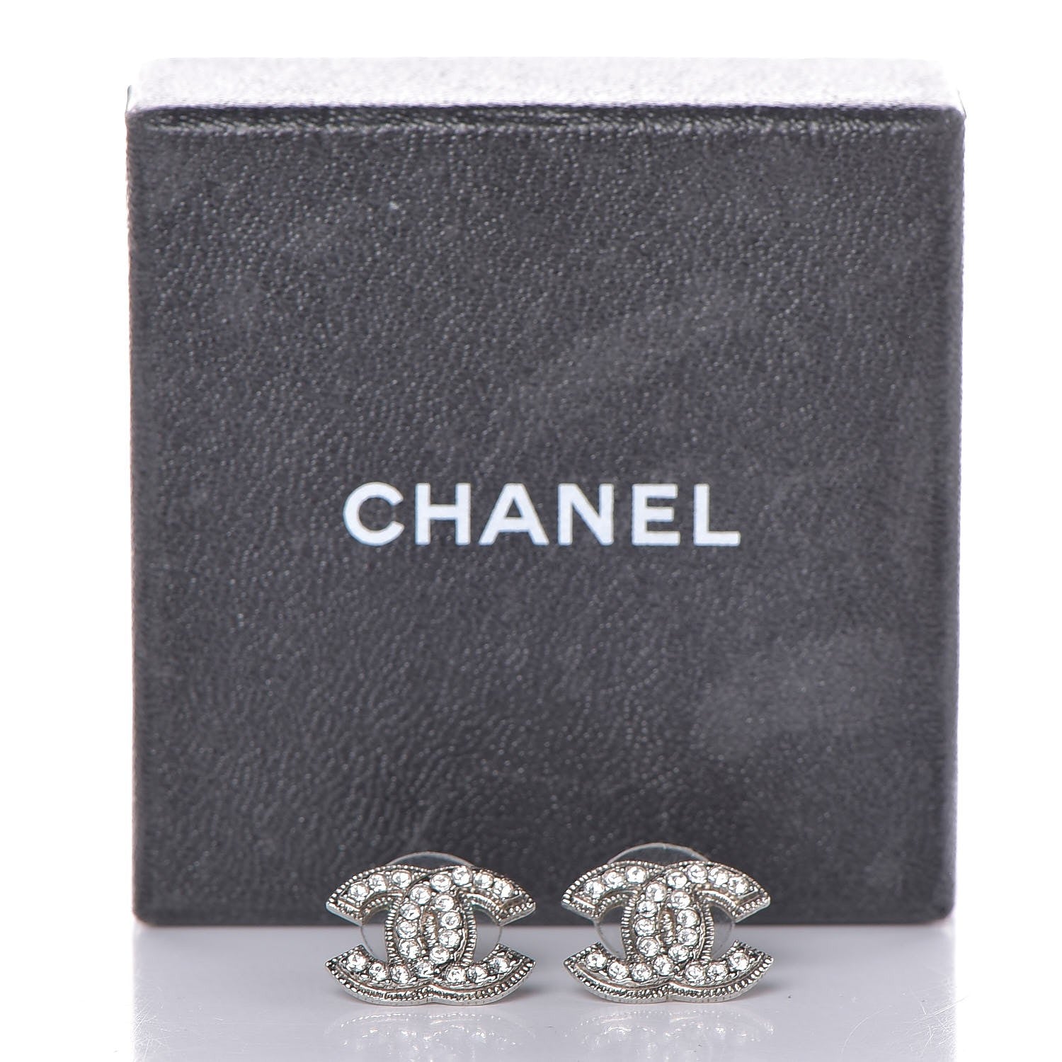 Chanel Crystal CC Earrings Silver 4 of 4