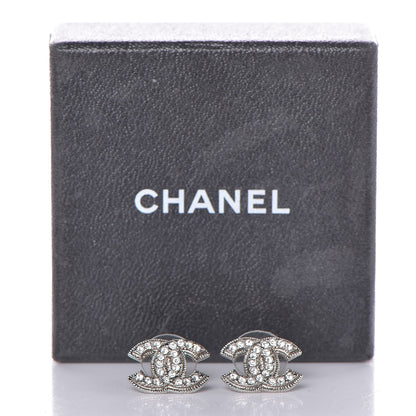 Chanel Crystal CC Earrings Silver 4 of 4