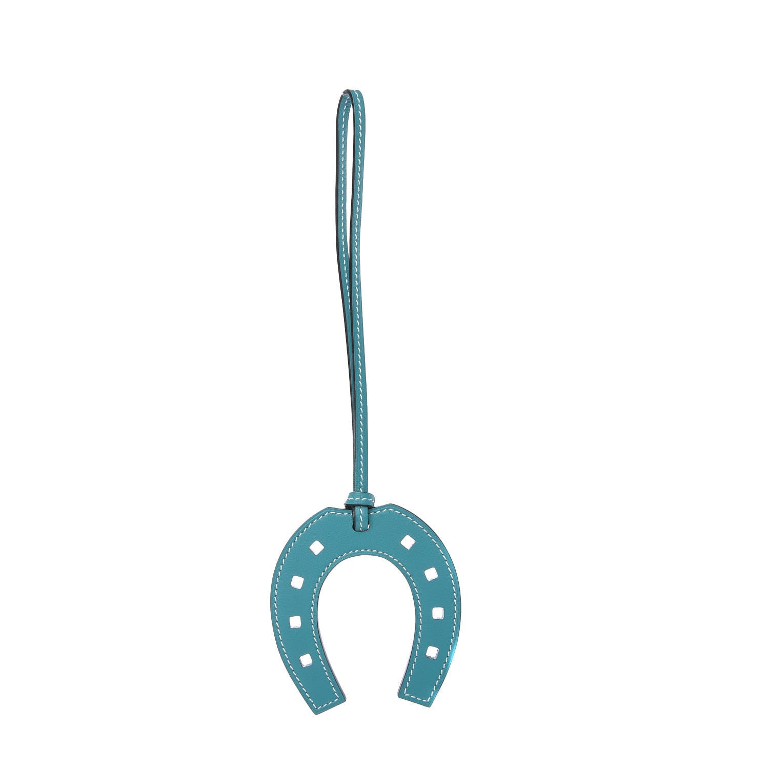 Hermes Swift Paddock Horseshoe Bag Charm Bleu Paon 1 of 3