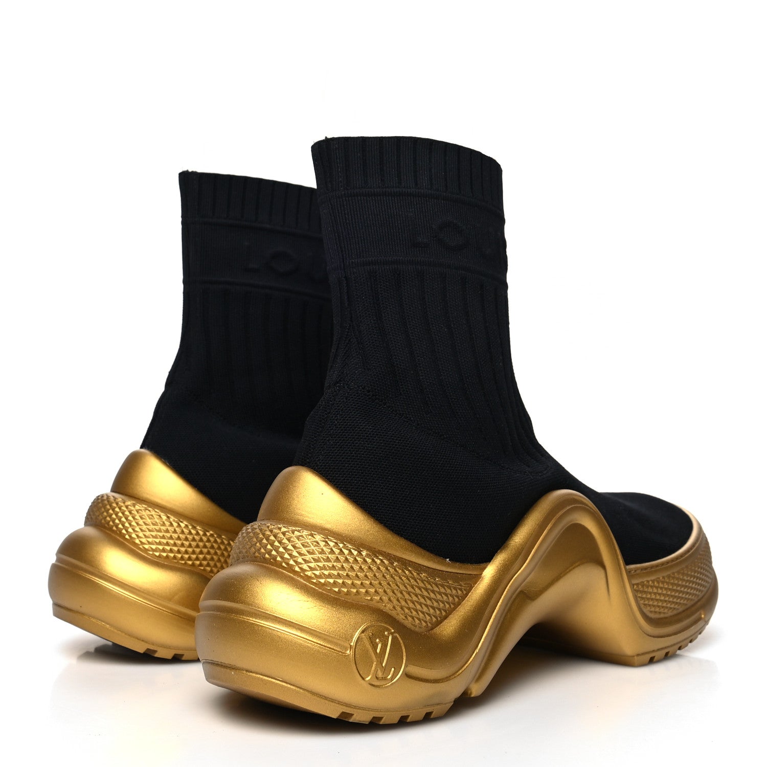 Louis Vuitton Stretch Textile Monogram LV Archlight Sneaker Boots 41 Black Gold 4 of 7