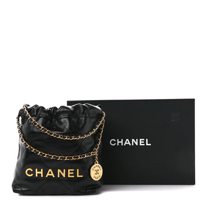 Chanel Shiny Calfskin Quilted Mini Chanel 22 Black 12 of 12