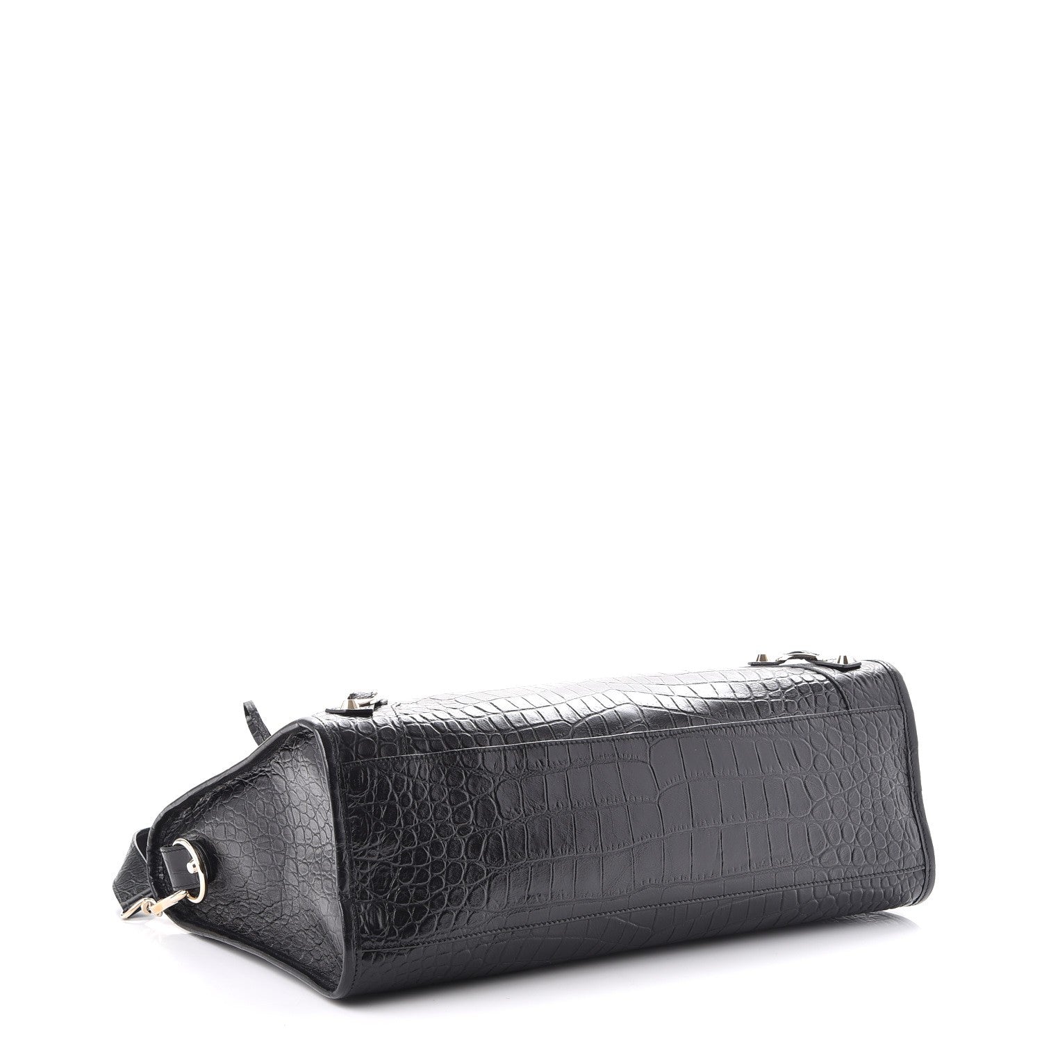 Balenciaga Calfskin Crocodile Embossed Classic Hardware City Black 4 of 7