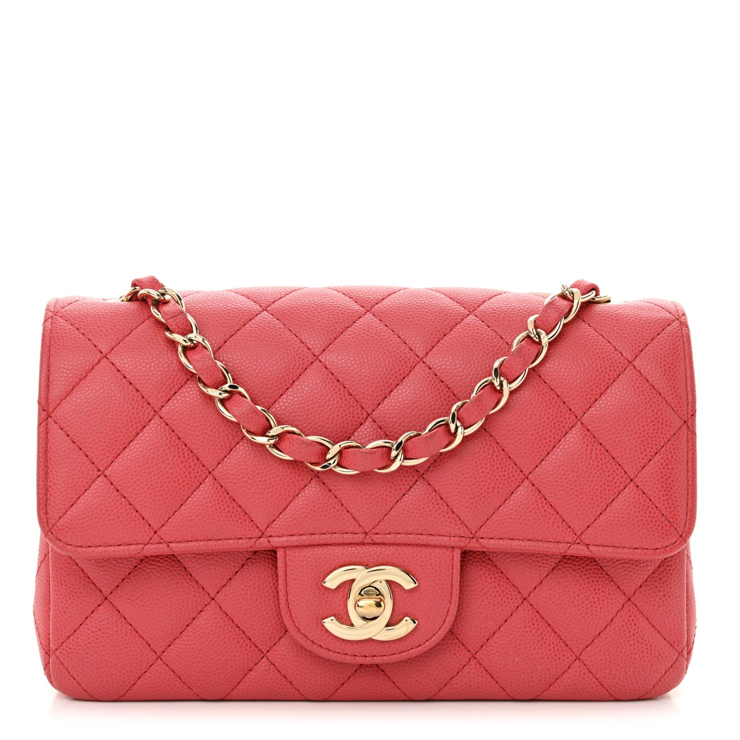 Caviar Quilted Mini Rectangular Flap Dark Pink