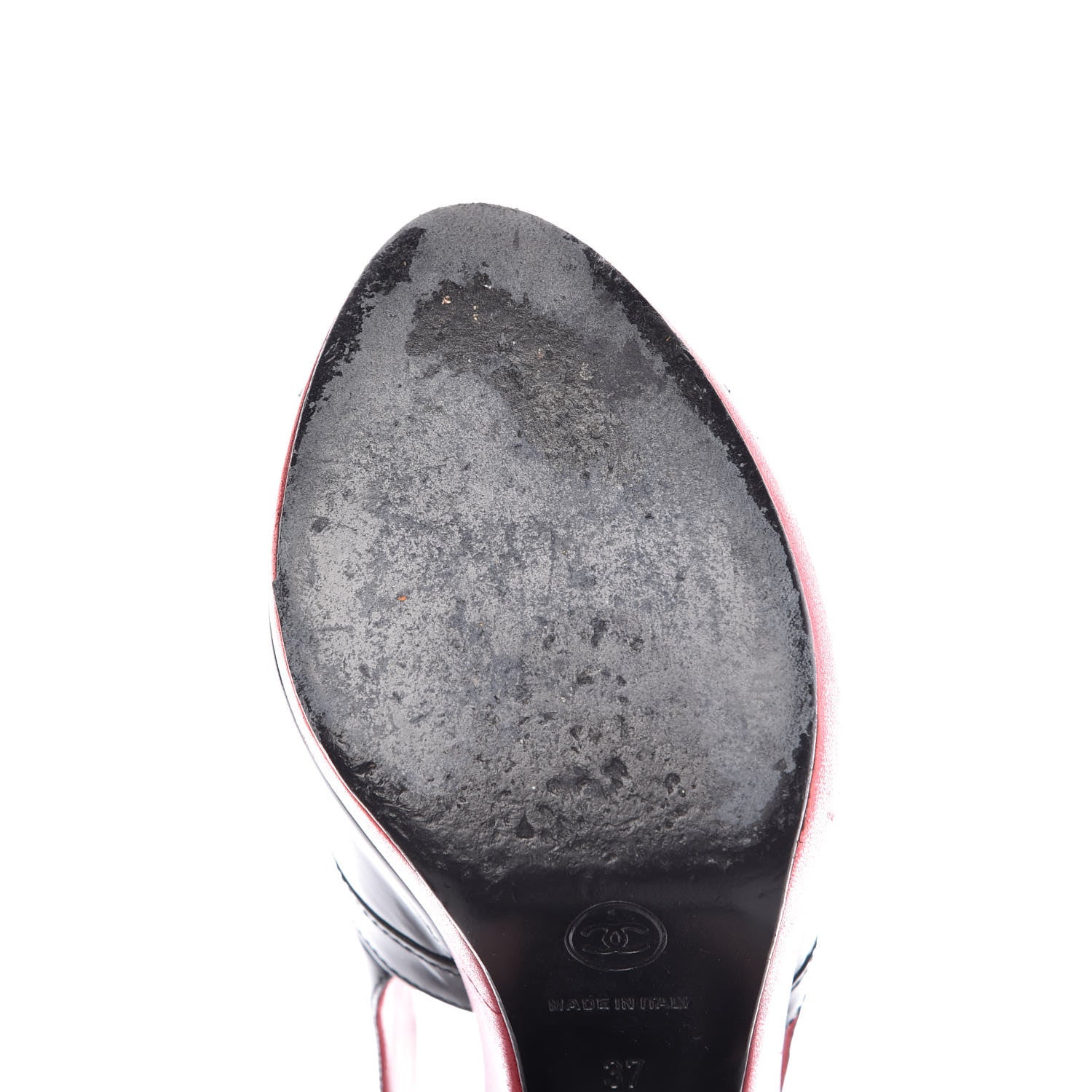 Chanel Patent Wedge Sandals 37 Black Red 10 of 19