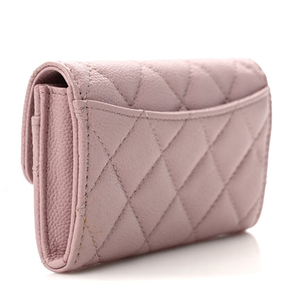Chanel Caviar Quilted Flap Card Holder Wallet Light Pink 3 of 9