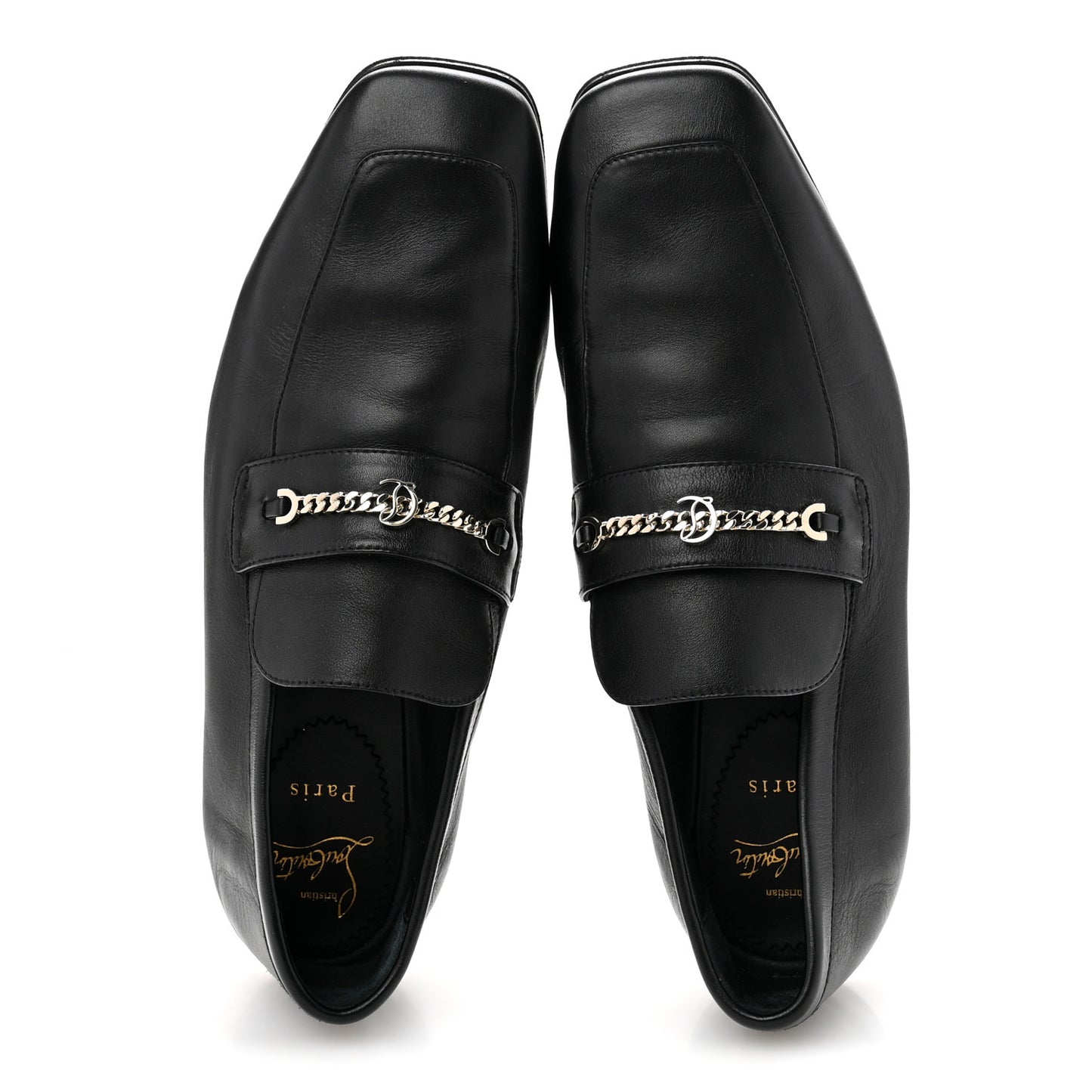 Calfskin Mens Monogram Apron Toe Flat Loafers 42 Black