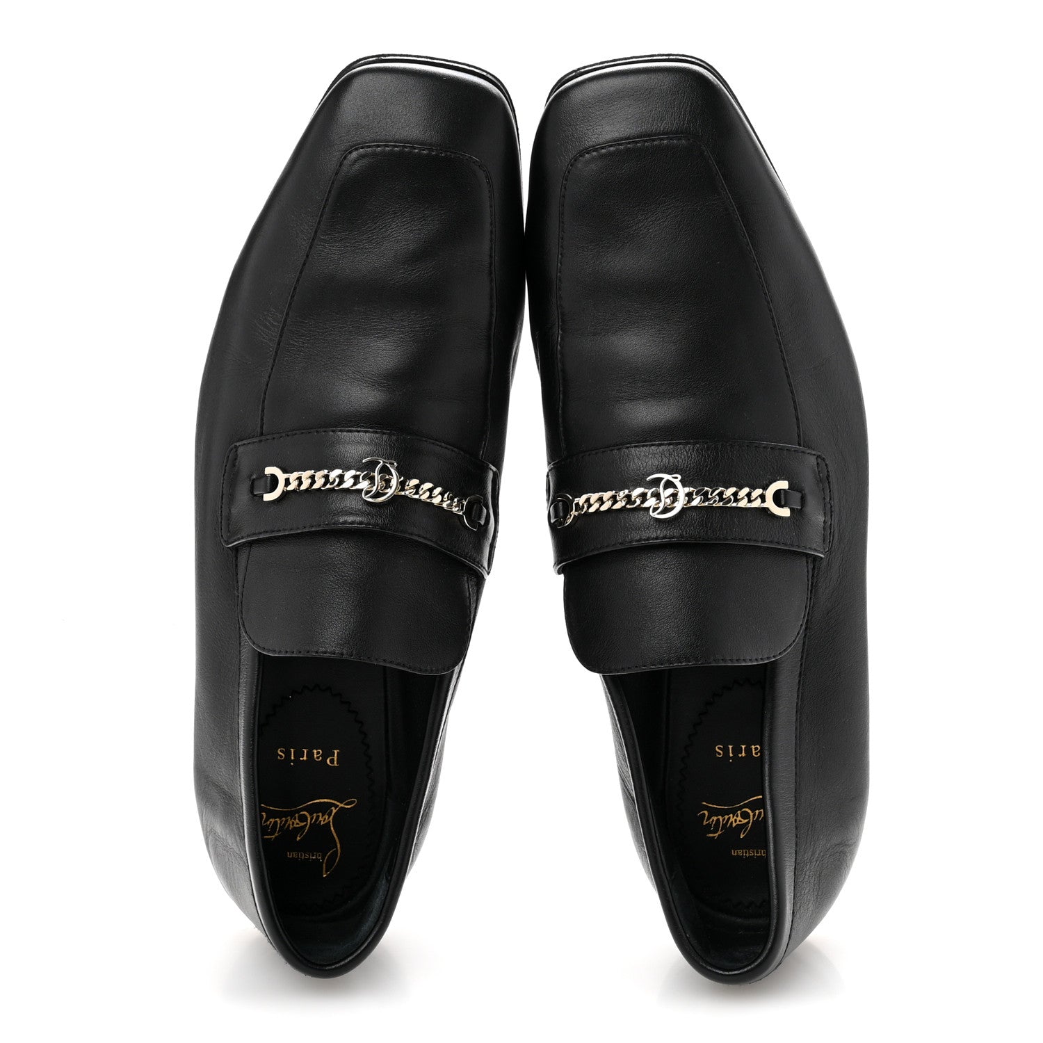 Christian Louboutin Calfskin Mens Monogram Apron Toe Flat Loafers 42 Black 2 of 11