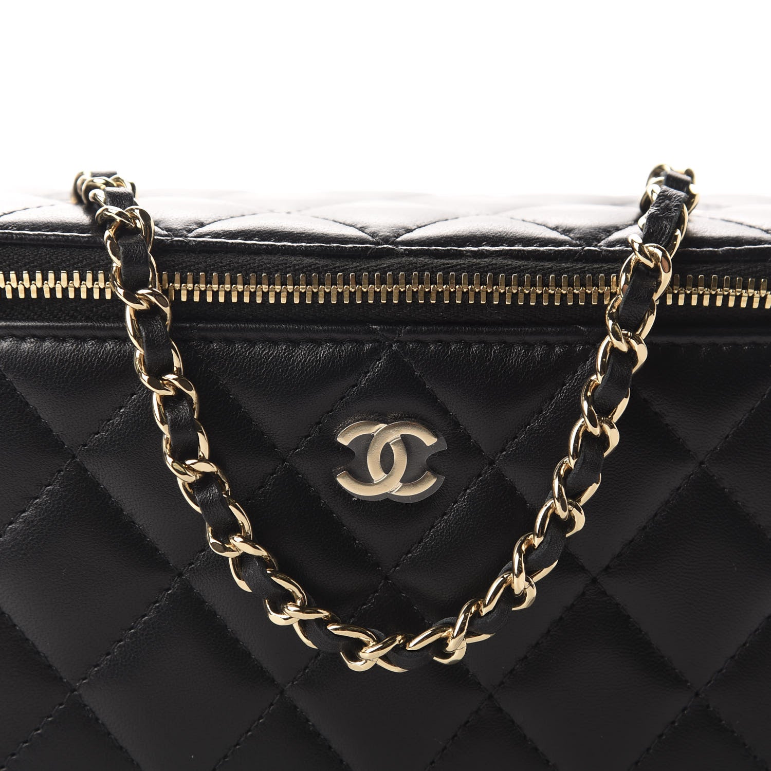 Chanel Lambskin Quilted Small Vanity Case With Chain Black 10 of 11