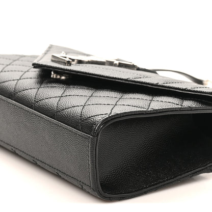 Saint Laurent Grain De Poudre Textured Mixed Matelasse Triquilt Small Monogram Satchel Black 8 of 8