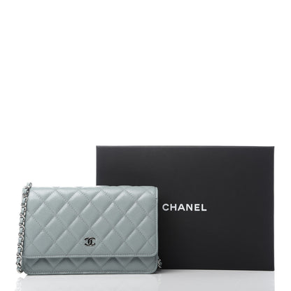 Chanel Iridescent Caviar Quilted Wallet On Chain WOC Light Blue 9 of 9
