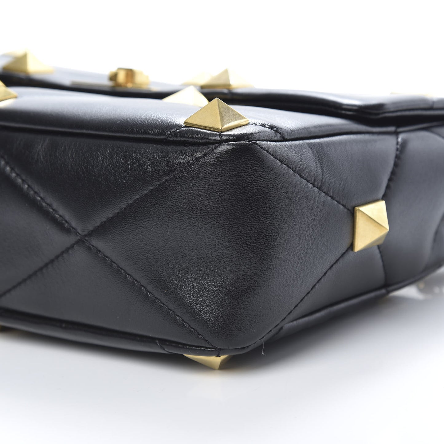 Nappa Large Roman Stud Shoulder Bag Black