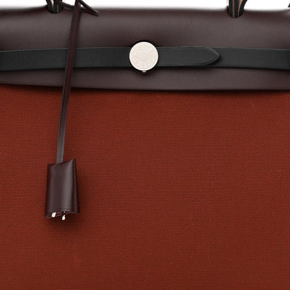 Hermes Military Toile Vache Hunter Tri-Color Herbag Zip Retourne 31 PM Rouge H Ebene Black 9 of 12