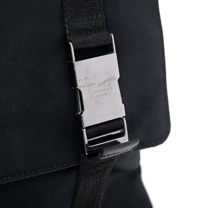 Gucci Nylon Medium Double Buckle Flap Messenger Bag Black 6 of 7