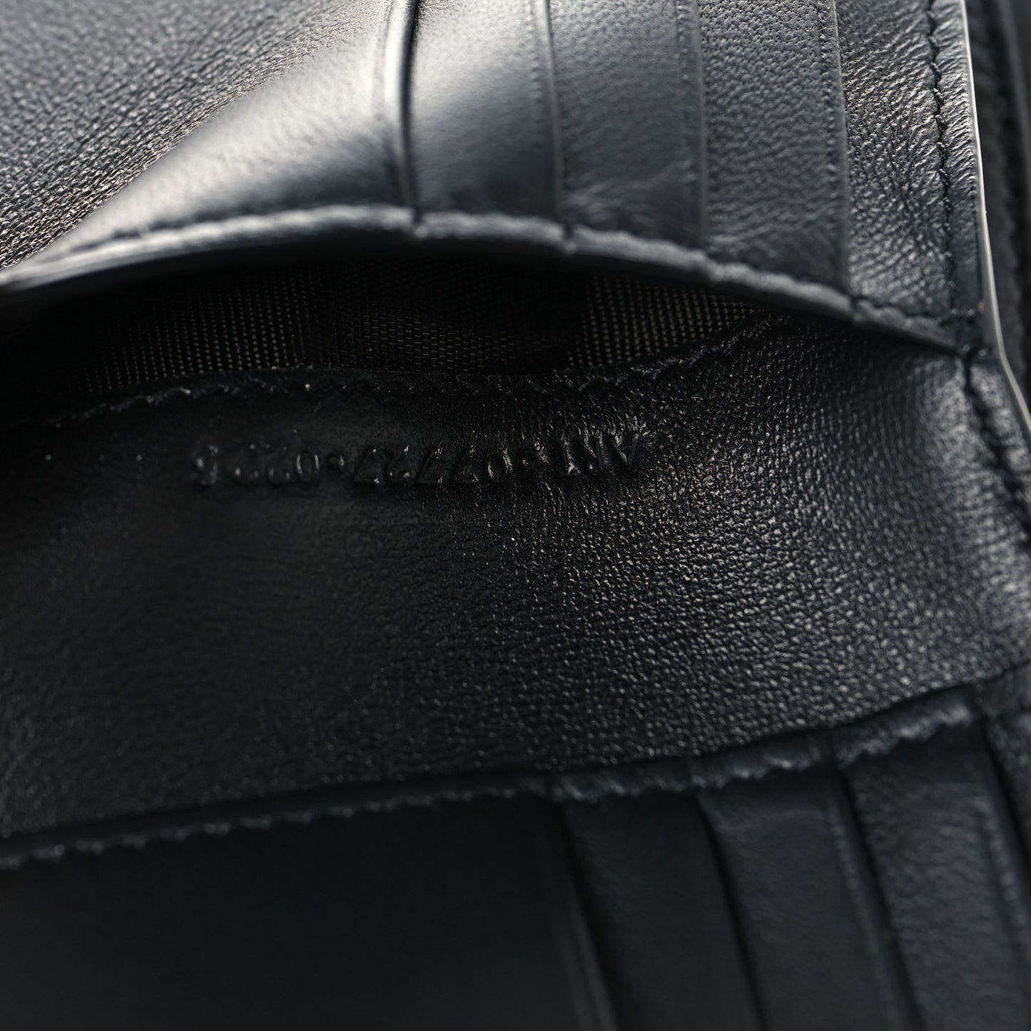 Calfskin Crocodile Embossed Tiny Cassandre East West Wallet Black