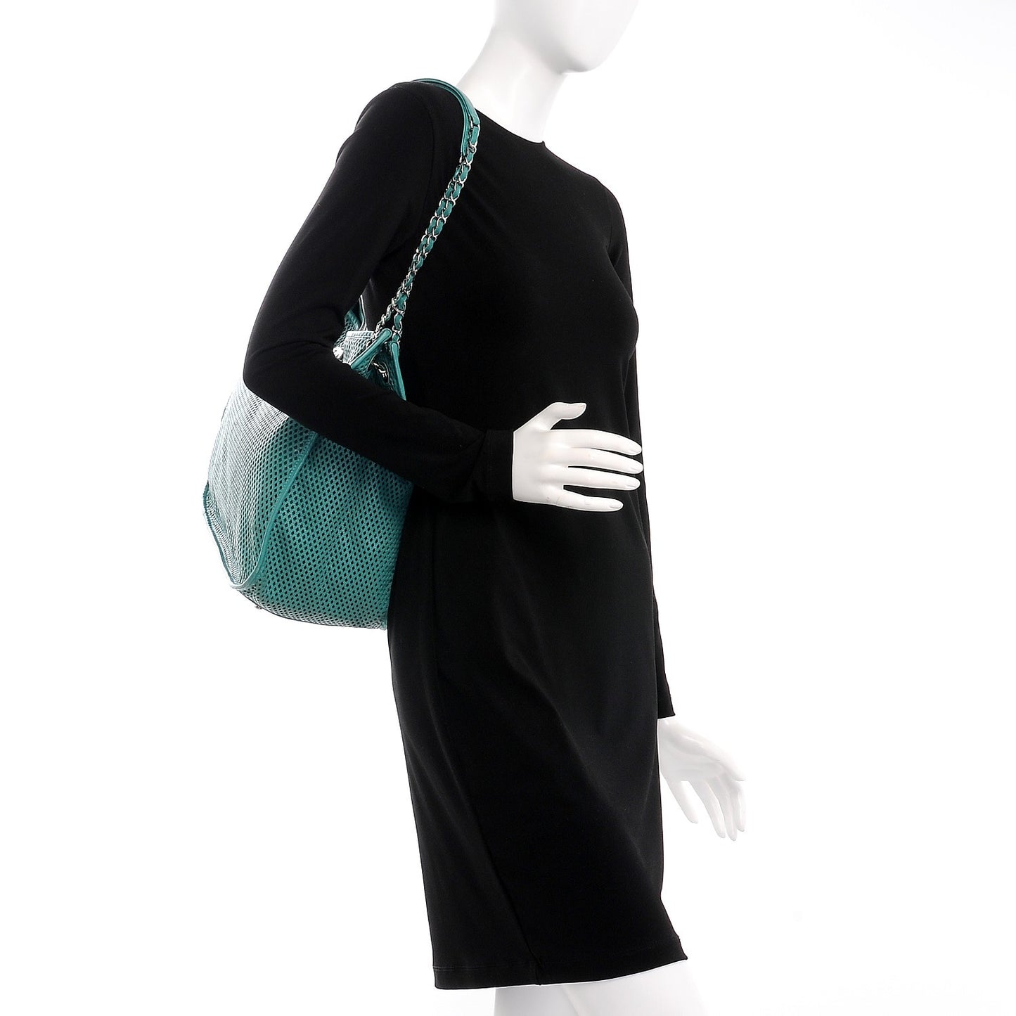 Calfskin Perforated Up In The Air Tote Green