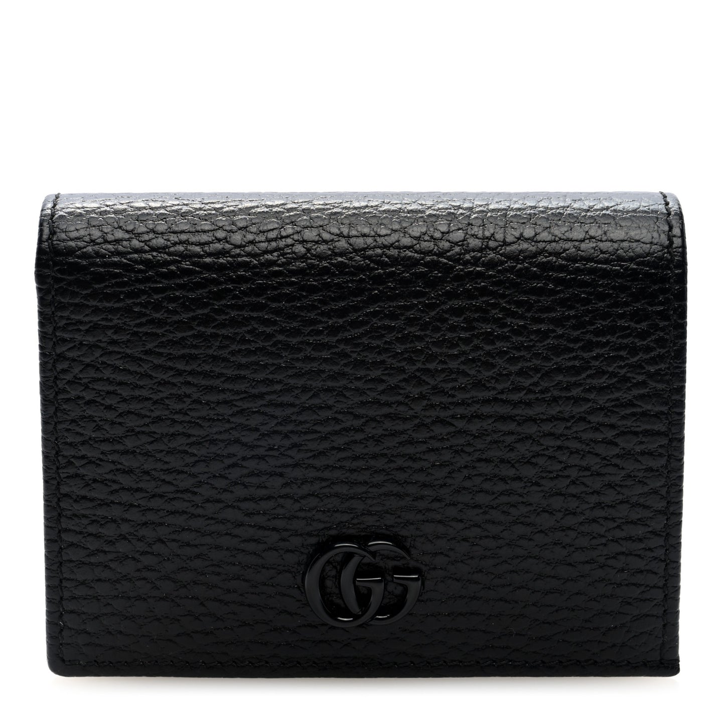 Dollar Calfskin Enamel Monochrome GG Marmont Card Case Black