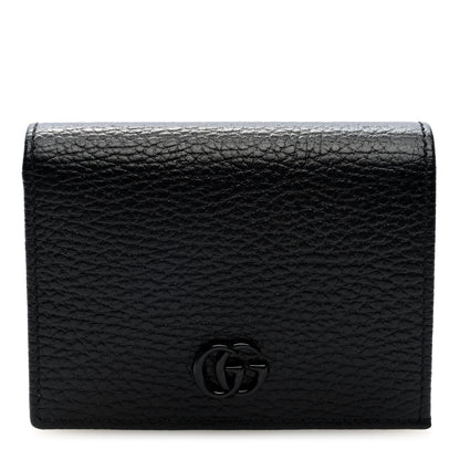 Gucci Dollar Calfskin Enamel Monochrome GG Marmont Card Case Black 1 of 7