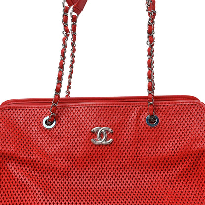 Chanel Calfskin Perforated Up In The Air East West Tote Red 7 of 13